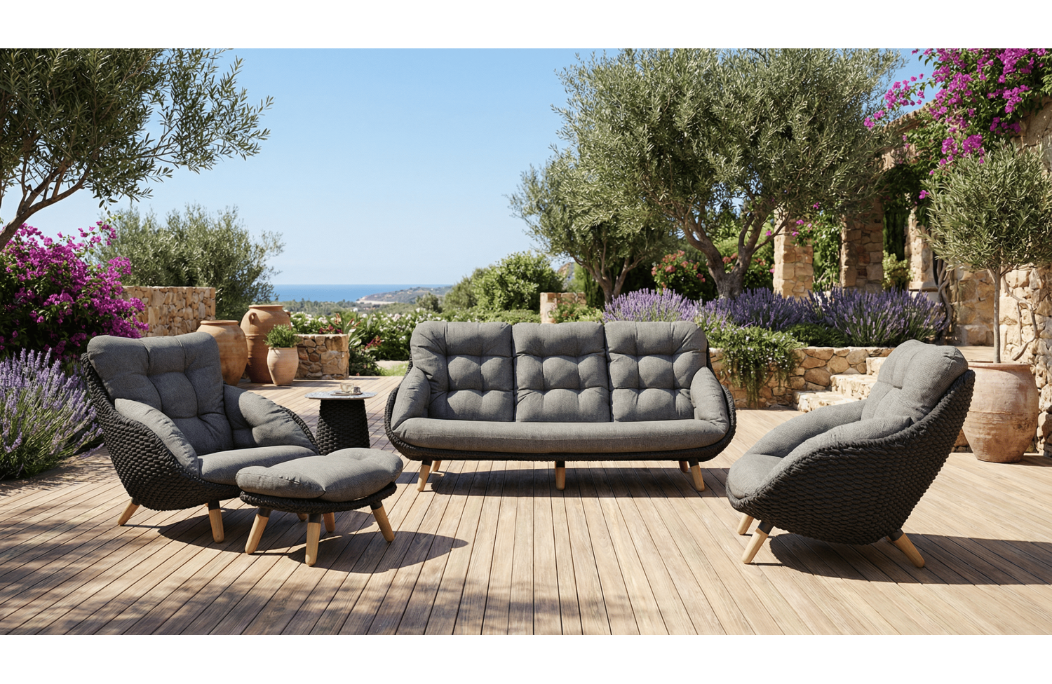 Ottoman (with cushion) ALLEGRA KING AL 08G / ANTHRACITE