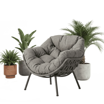 Lounge armchair S (with cushions) ALLEGRA EGG AL 13G / ANTHRACITE