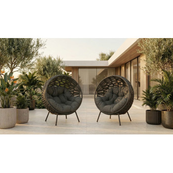 Lounge armchair large (L) (with cushions) ALLEGRA EGG AL 14G / ANTHRACITE