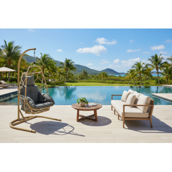Hanging chair (with cushions) ALLEGRA AL 12N / NATURAL