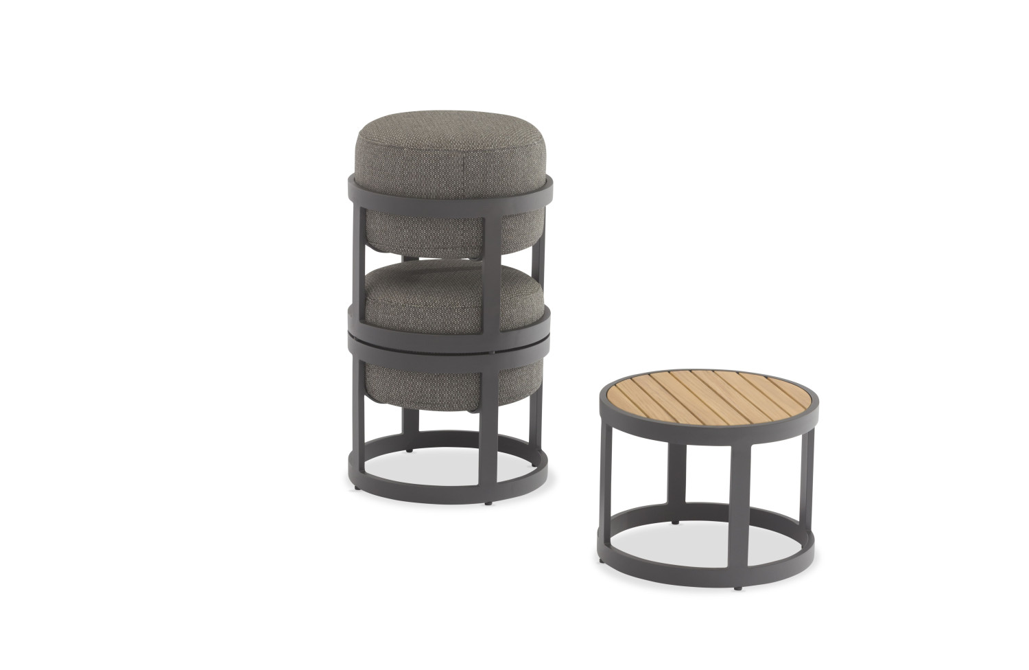 2-footrest set (with cushions) + table LAGOM TOTEM-3 Lm 14G / ANTHRACITE