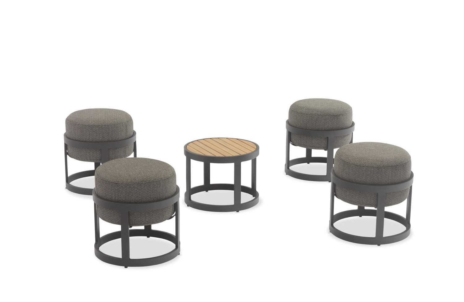 4-footrest set (with cushions) + table LAGOM TOTEM-5Lm 15G / ANTHRACITE