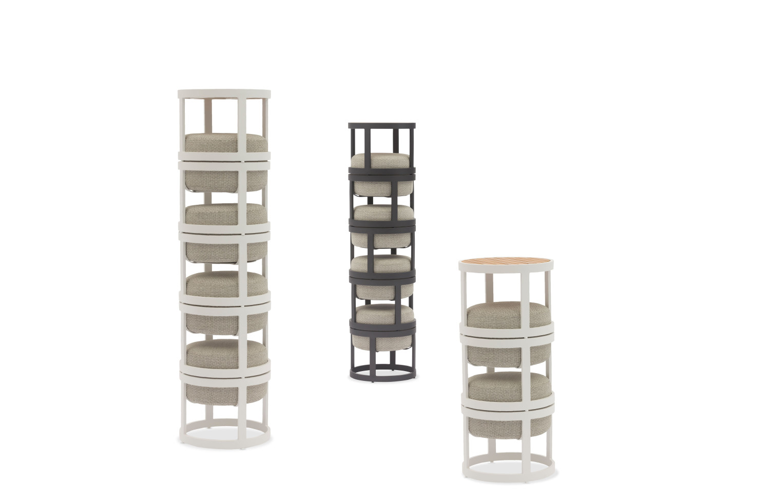 4-footrest set (with cushions) + table LAGOM TOTEM-5Lm 15G / ANTHRACITE