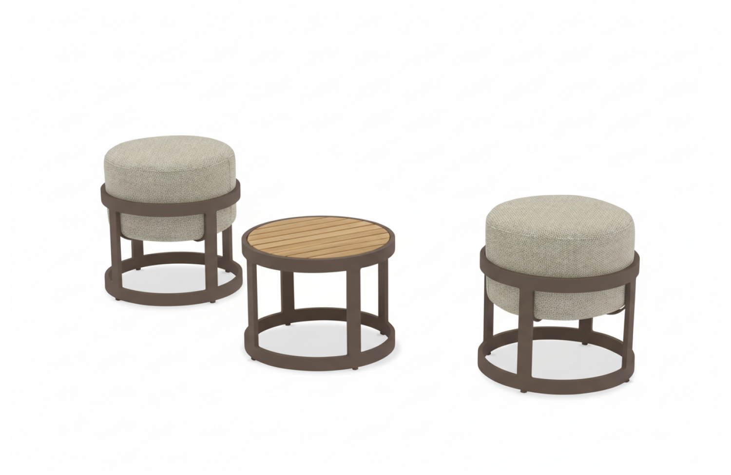 2-footrest set (with cushions) + table LAGOM TOTEM-3 Lm 14B / DARK TAUPE