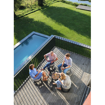 2-footrest set (with cushions) + table LAGOM TOTEM-3 Lm 14B / DARK TAUPE