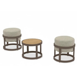 2-footrest set (with cushions) + table LAGOM TOTEM-3 Lm 14B / DARK TAUPE