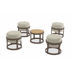 4-footrest set (with cushions) + table LAGOM TOTEM-5 Lm 15B / DARK TAUPE