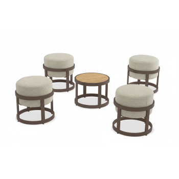 4-footrest set (with cushions) + table LAGOM TOTEM-5 Lm 15B / DARK TAUPE