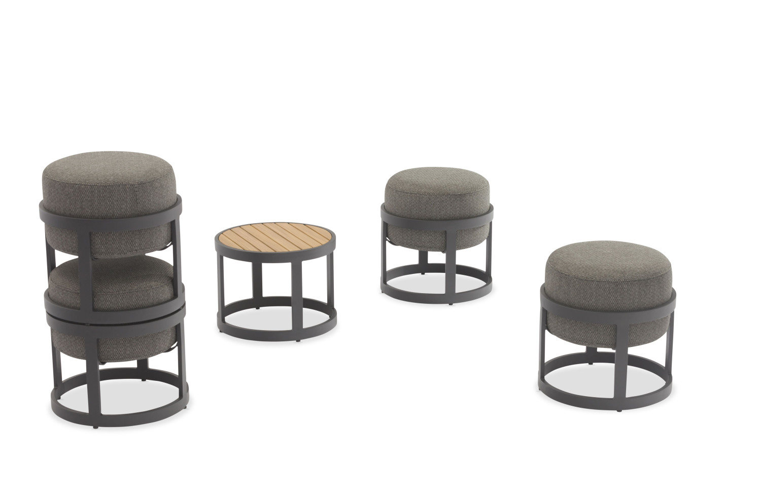 4-footrest set (with cushions) + table LAGOM TOTEM-5 Lm 15B / DARK TAUPE