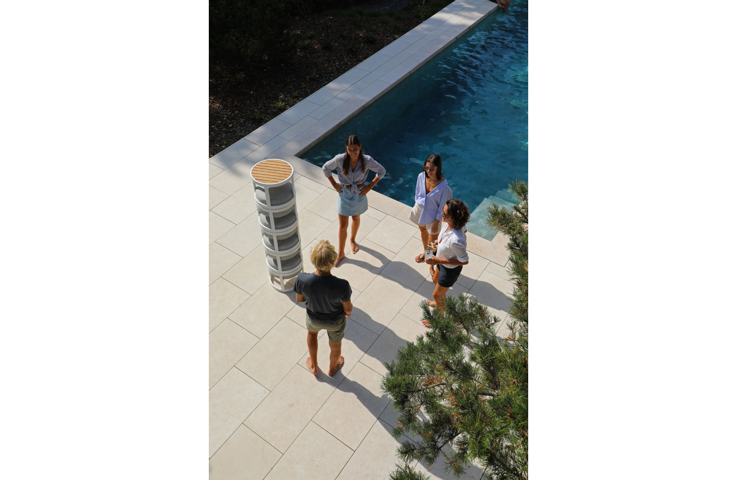 4-footrest set (with cushions) + table LAGOM TOTEM-5 Lm 15B / DARK TAUPE