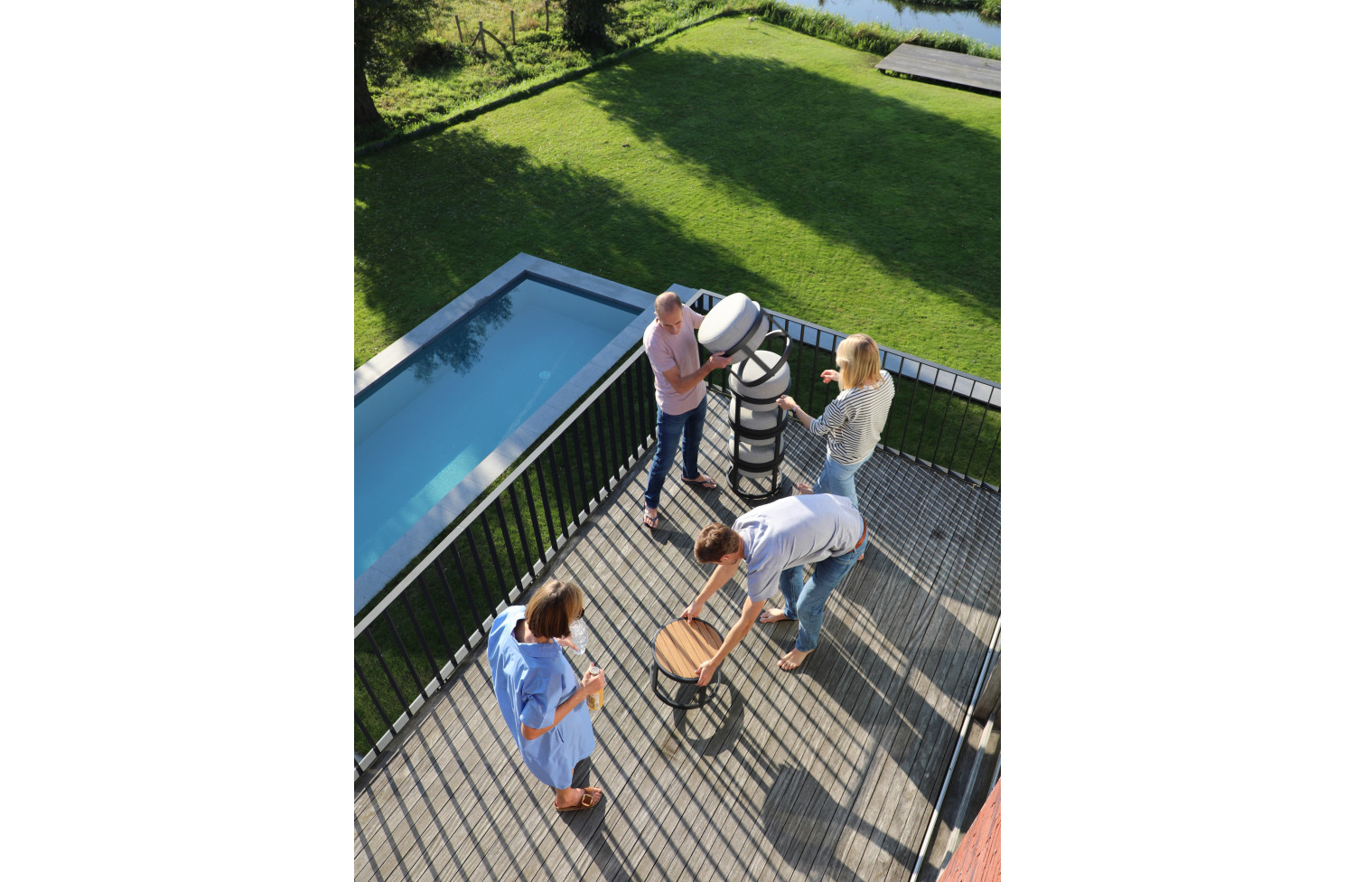 2-footrest set (with cushions) + table LAGOM TOTEM-3 Lm 14T / TAUPE