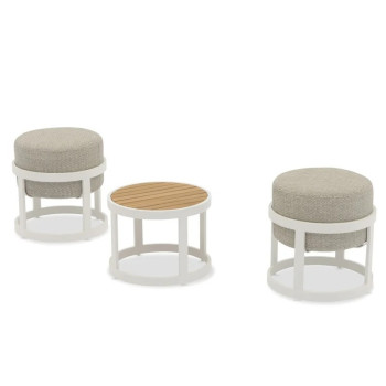 2-footrest set (with cushions) + table LAGOM TOTEM-3 Lm 14T / TAUPE