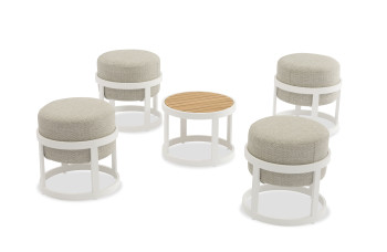 4-footrest set (with cushions) + table LAGOM TOTEM-5 Lm 15 / TAUPE