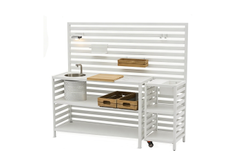 Outdoor Kitchen(wall / sink and tap / 2 wooden shelves./2 alu shelves / cutting board / +2 solar lamps /+ 8 single hooks / +2 drawersі) / MATERA MT 01T / TAUPE