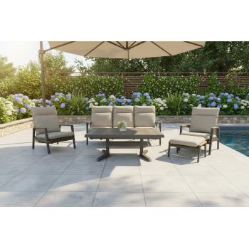 Lounge armchair with folding back (with cushions) SKANDI ROPE SK 03GR / ANTHRACITE + ROPE