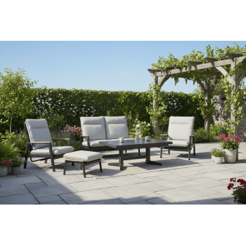 2-seater sofa with folding back (with cushions) SKANDI ROPE SK 06GR / ANTHRACITE + ROPE