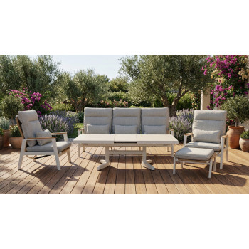 Lounge armchair with folding back (with cushions) SKANDI ROPE SK 03TR / TAUPE + ROPE