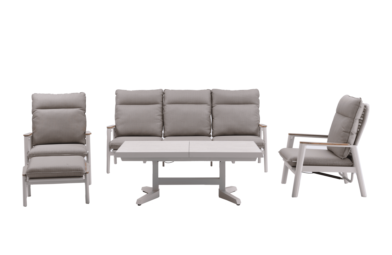 Footrest (with cushion) SKANDI ROPE SK 04TR / TAUPE + ROPE