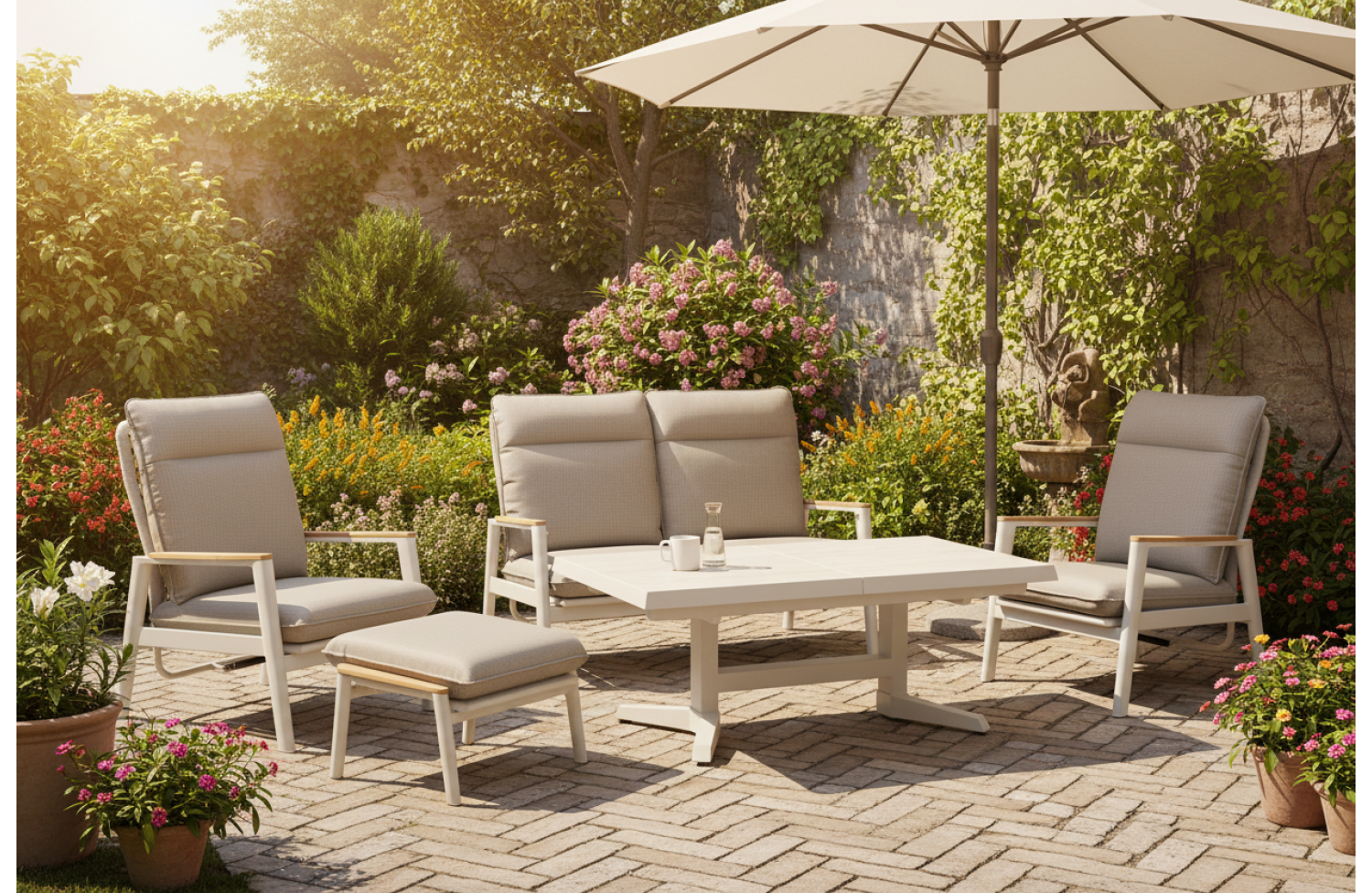 Footrest (with cushion) SKANDI ROPE SK 04TR / TAUPE + ROPE