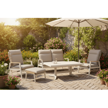 Footrest (with cushion) SKANDI ROPE SK 04TR / TAUPE + ROPE