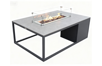 Rectangular fireplace table (with glass) FUEGGO FG 02G / ANTHRACITE