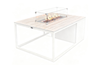 Rectangular fireplace table (with glass) FUEGGO FG 02T / TAUPE