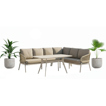 Dining corner set RIGHT (with cushions) SKANDI SK 38T (R) / SK 40T / TAUPE