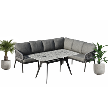 Dining corner set LEFT (with cushions) SKANDI SK 38G (L) / SK 40G / ANTHRACITE