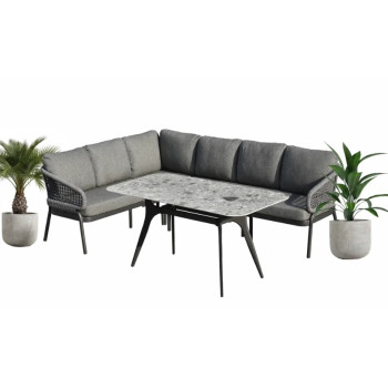 Dining corner set LEFT (with cushions) SKANDI SK 38G (L) / SK 40G / ANTHRACITE