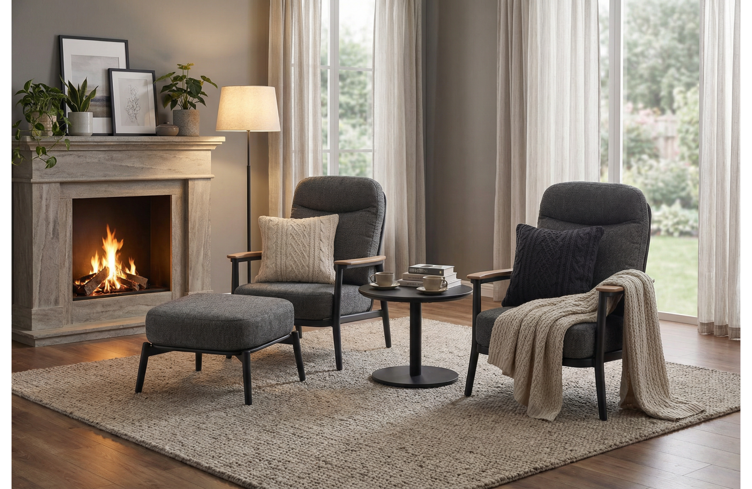 Footrest (with cushion) SKANDI ROSE SK 53G / ANTHRACITE