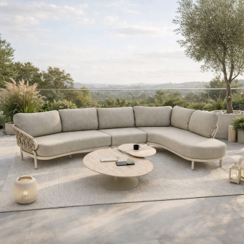 Large corner set LEFT (with cushions) with 2 coffee tables SKANDI SK 63T-L / SK 67T / SK 68T / SK 69T / TAUPE